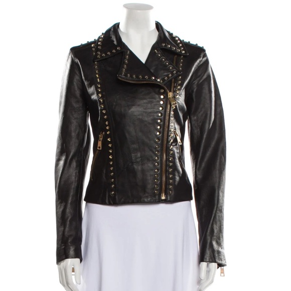 Versace Versus collection gold studded leather jacket size 46 - Picture 4 of 12